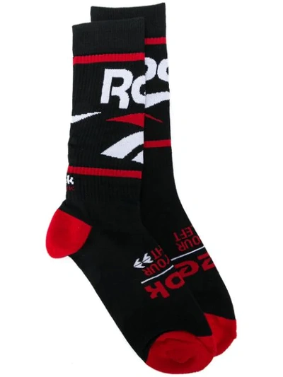 Shop Reebok Logo Socks In Black