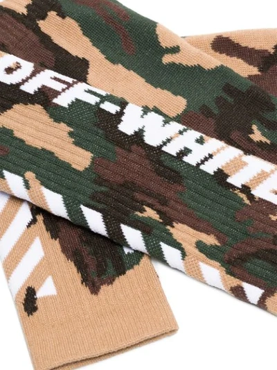 Shop Off-white Camouflage-print Socks - Green