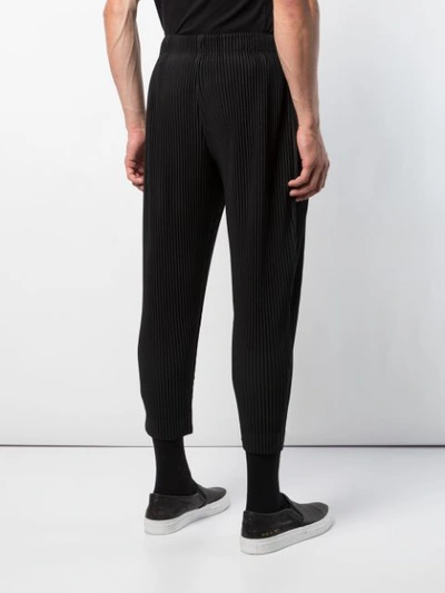 Shop Issey Miyake Plissé Cropped Trousers In 15 Black