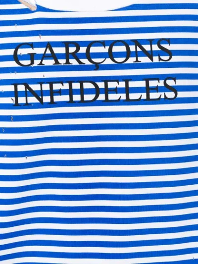Shop Garcons Infideles Striped Logo T-shirt - Blue