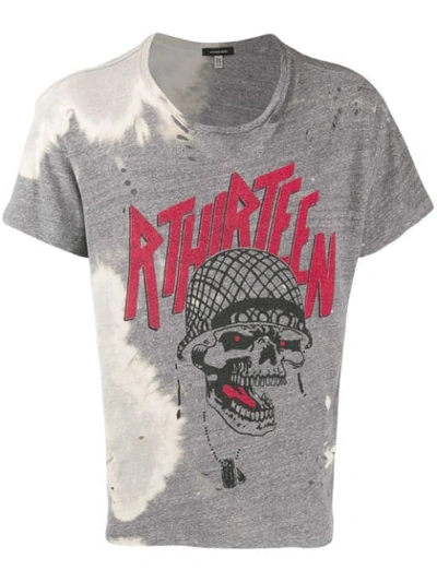 Shop R13 Bleach-effect Graphic Print T-shirt In Grey