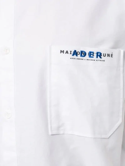 Shop Ader Error Maison Kitsuné X  Logo Shirt In White