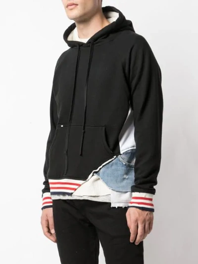 Shop Greg Lauren Distressed Patchwork Hoodie In Black