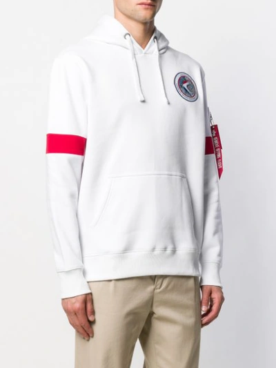 Shop Alpha Industries Space Embroidered Hoodie In White