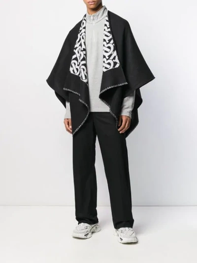 Shop Burberry Blanket Cape Coat In Black