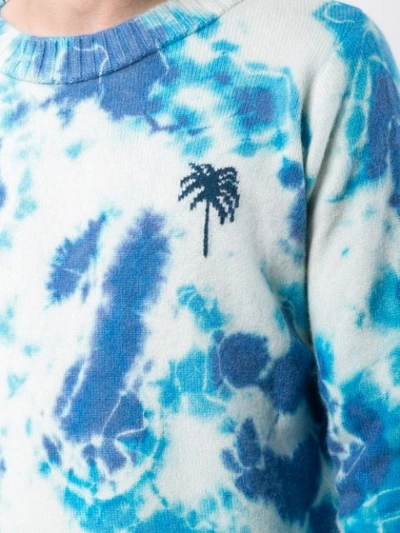 Shop The Elder Statesman Dyed Palm Tree Sweatshirt - Blue