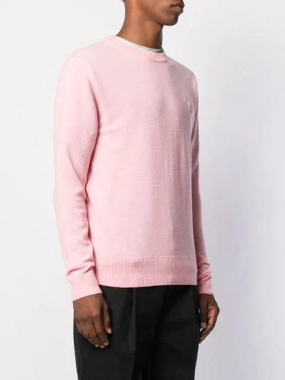 Shop Acne Studios Face Patch Crew Neck Jumper In Pink