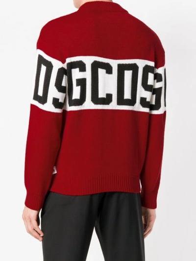 Shop Gcds Oversized Logo Sweater In 03 Rosso