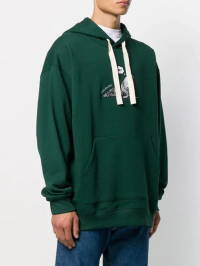 Shop Acne Studios Animal Embroidered Hoodie In Aay-forest Green