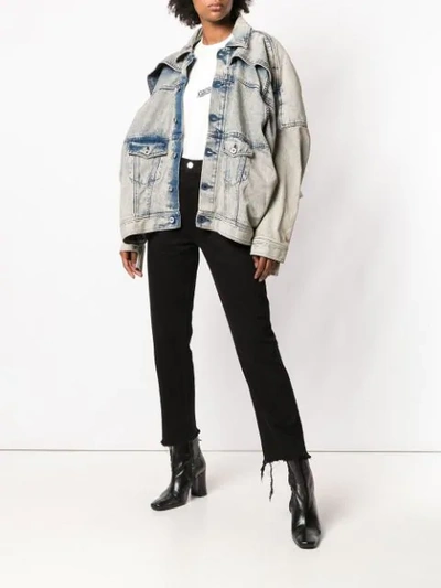 Shop Diesel Red Tag Washed Oversized Denim Jacket In Blue