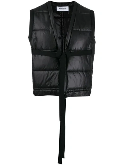 Shop Ambush Tie-front Padded Gilet In Black