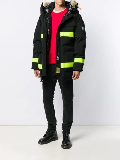 Shop Brumal Contrast Puffer Jacket In 08 Black