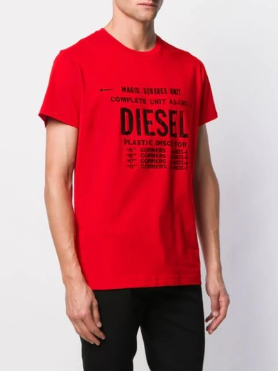 Shop Diesel Logo Print T-shirt In Red