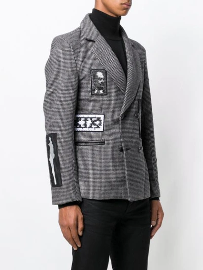 Shop Ktz Double Breasted Patch Jacket In Black