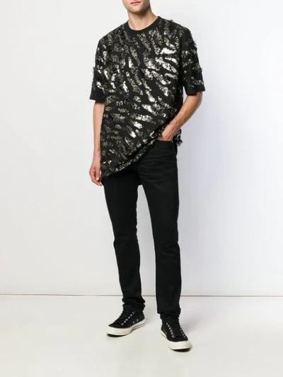 FAITH CONNEXION OVERSIZED SEQUIN-EMBELLISHED T-SHIRT - 黑色