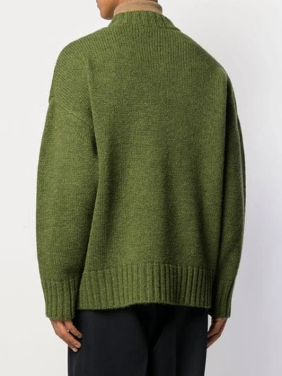 Shop Ami Alexandre Mattiussi Hand-knitted Crew Neck Oversize Sweater In Green