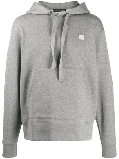 Shop Acne Studios Logo Patch Detailed Hoodie In Grey