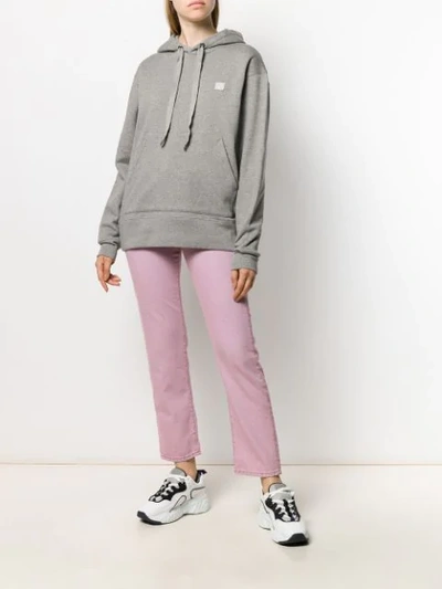 Shop Acne Studios Logo Patch Detailed Hoodie In Grey