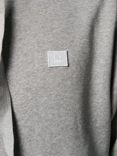 Shop Acne Studios Logo Patch Detailed Hoodie In Grey