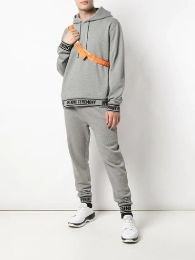 Shop Opening Ceremony Elastic Logo Hoodie In Grey