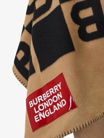 Shop Burberry Reversible Cashmere Blanket Cape In Neutrals