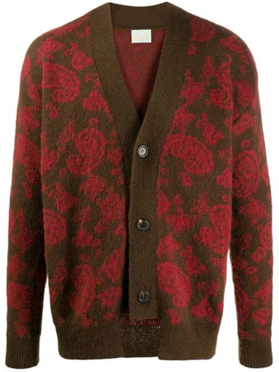 Shop Aries Paisley Print Cardigan In Red