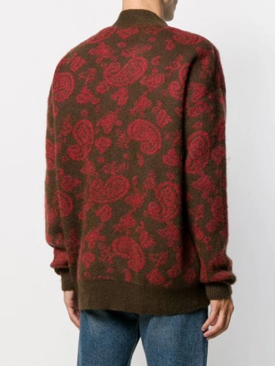 Shop Aries Paisley Print Cardigan In Red