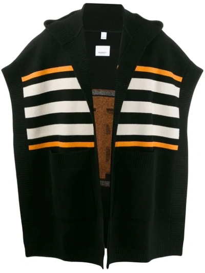 Shop Burberry Monogram Intarsia Knit Cape In Black