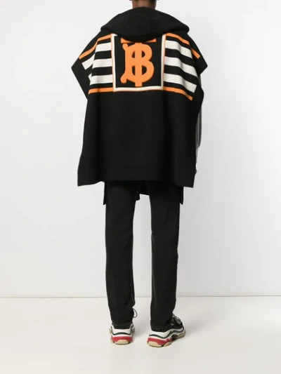 Shop Burberry Monogram Intarsia Knit Cape In Black