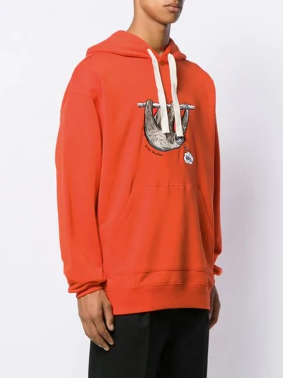 ACNE STUDIOS ANIMAL EMBROIDERED HOODIE - 红色