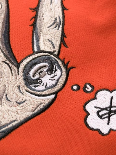 Shop Acne Studios Animal Embroidered Hoodie In Bp3-tomato Orange