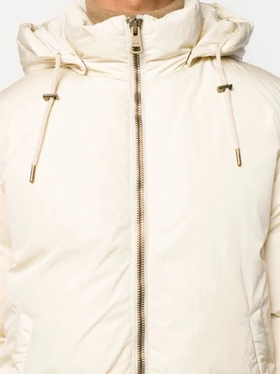 Shop Ami Alexandre Mattiussi Hooded Down Jacket In Neutrals