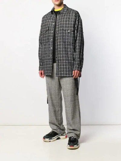 Shop Faith Connexion Laced Tweed Shirt Jacket In Black / White 110