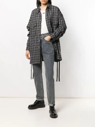 Shop Faith Connexion Laced Tweed Shirt Jacket In Black / White 110