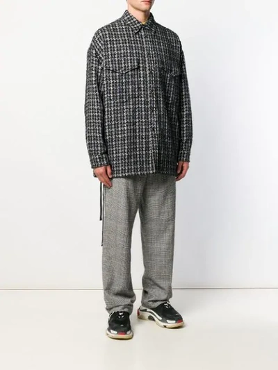 Shop Faith Connexion Laced Tweed Shirt Jacket In Black / White 110