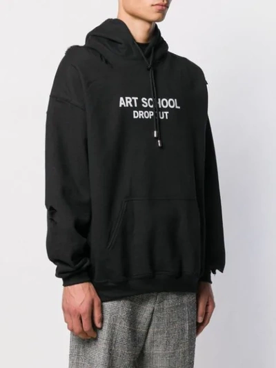 Shop Art School Logo Print Distressed Hoodie In Black