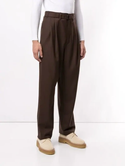 Shop Lemaire Unisex Pleated Pants In 470 Seal Brown