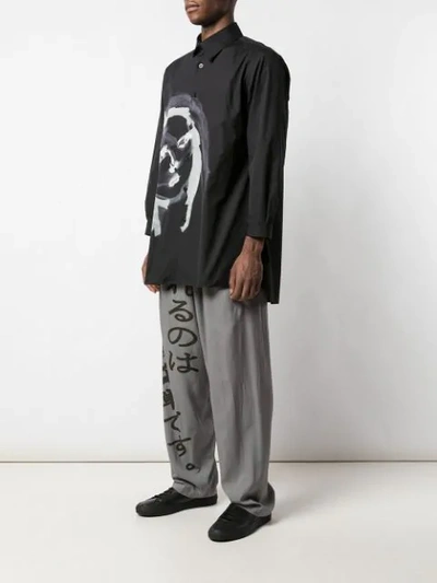 Shop Yohji Yamamoto Face Print Shirt In Black