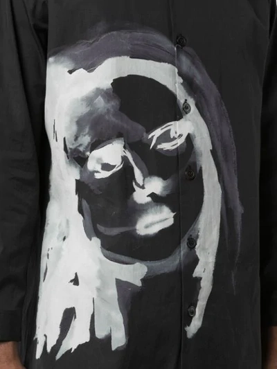 Shop Yohji Yamamoto Face Print Shirt In Black