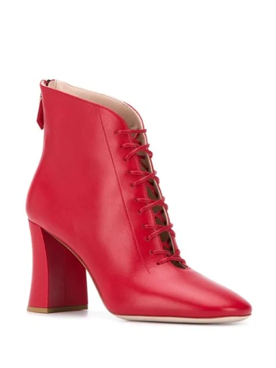 Shop Miu Miu Leather Lace-up Booties In Red