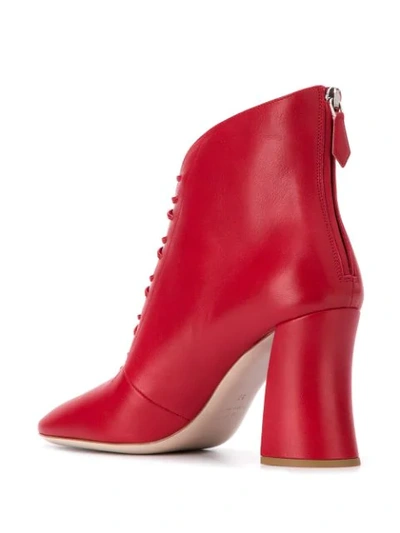 Shop Miu Miu Leather Lace-up Booties In Red