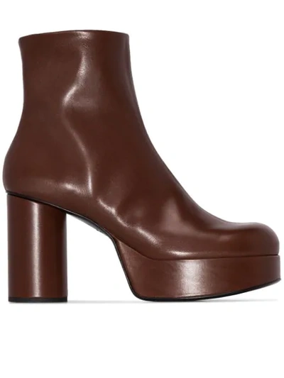 Shop Jil Sander Platform Ankle Boots In Brown