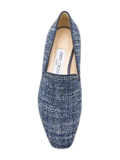 Shop Jimmy Choo Jaida Flat Tweed Slippers In Blue