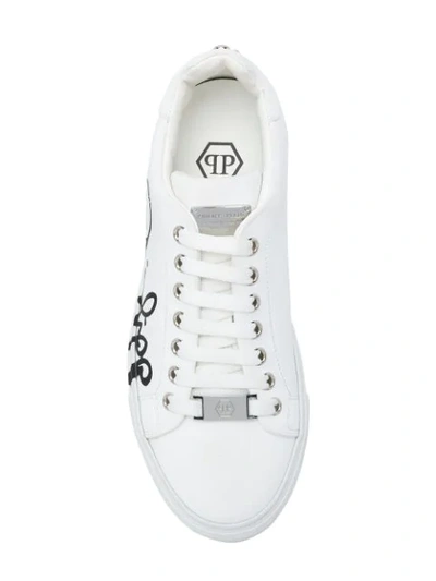 Shop Philipp Plein Logo Detail Sneakers In White