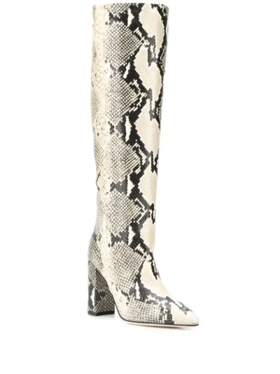 Shop Paris Texas Snake-effect 100mm Boots In Natural