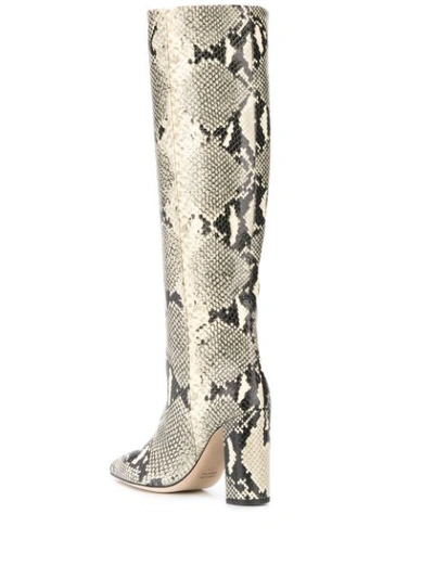 Shop Paris Texas Snake-effect 100mm Boots In Natural