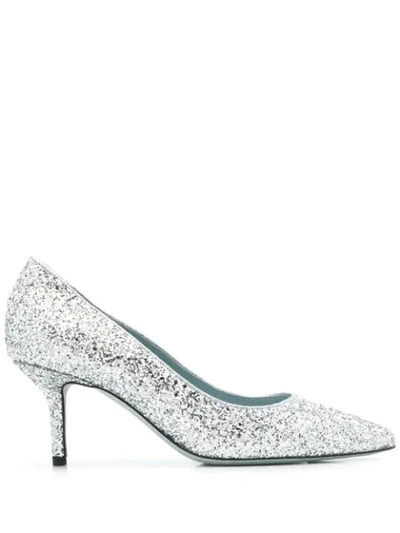 Shop Chiara Ferragni Glitter Detail Pumps In Silver