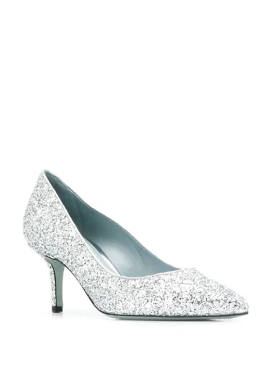 Shop Chiara Ferragni Glitter Detail Pumps In Silver
