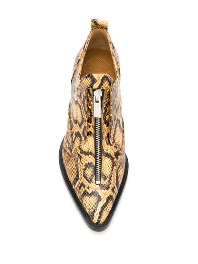 Shop Chloé Python Print Leather Loafers In Yellow