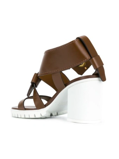 Shop Chloé White Sole Strappy Mid-heel Sandals - Brown